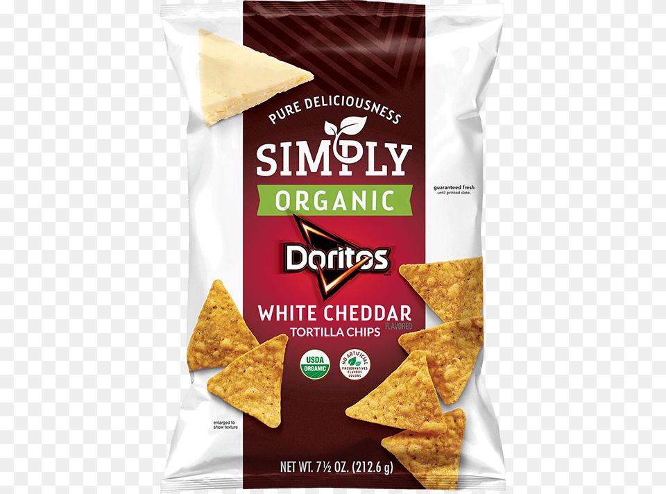 Simply Organic White Cheddar Flavored Tortilla Chips Doritos Organic White Cheddar, Bread, Food, Snack, Pancake Free Png Download