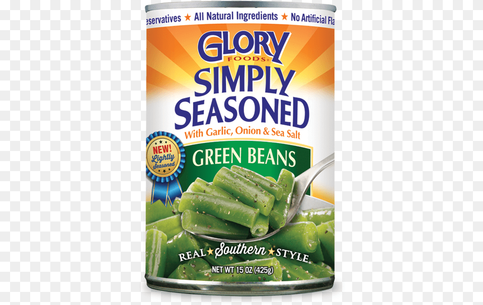 Simply Seasoned Green Beans Glory Foods, Food, Produce, Can, Tin Free Transparent Png