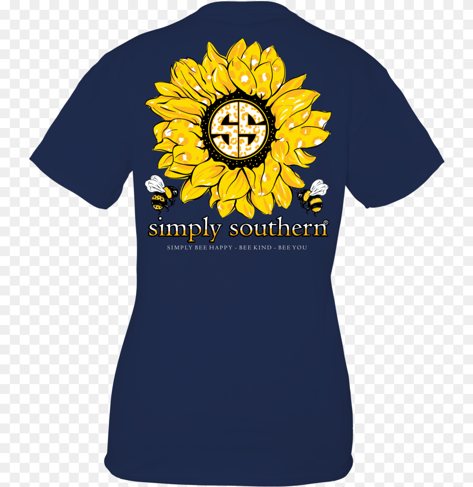 Simply Southern Preppy Bee Sunflower Short Sleeve Simply Southern Shirts, Clothing, T-shirt, Flower, Plant Free Png