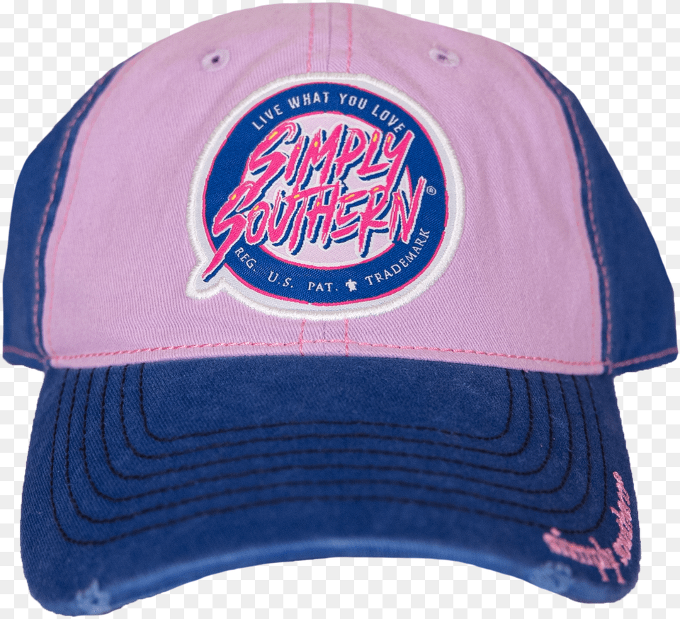 Simply Southern Retro Logo Denim Pink Hat Baseball Cap, Baseball Cap, Clothing Png