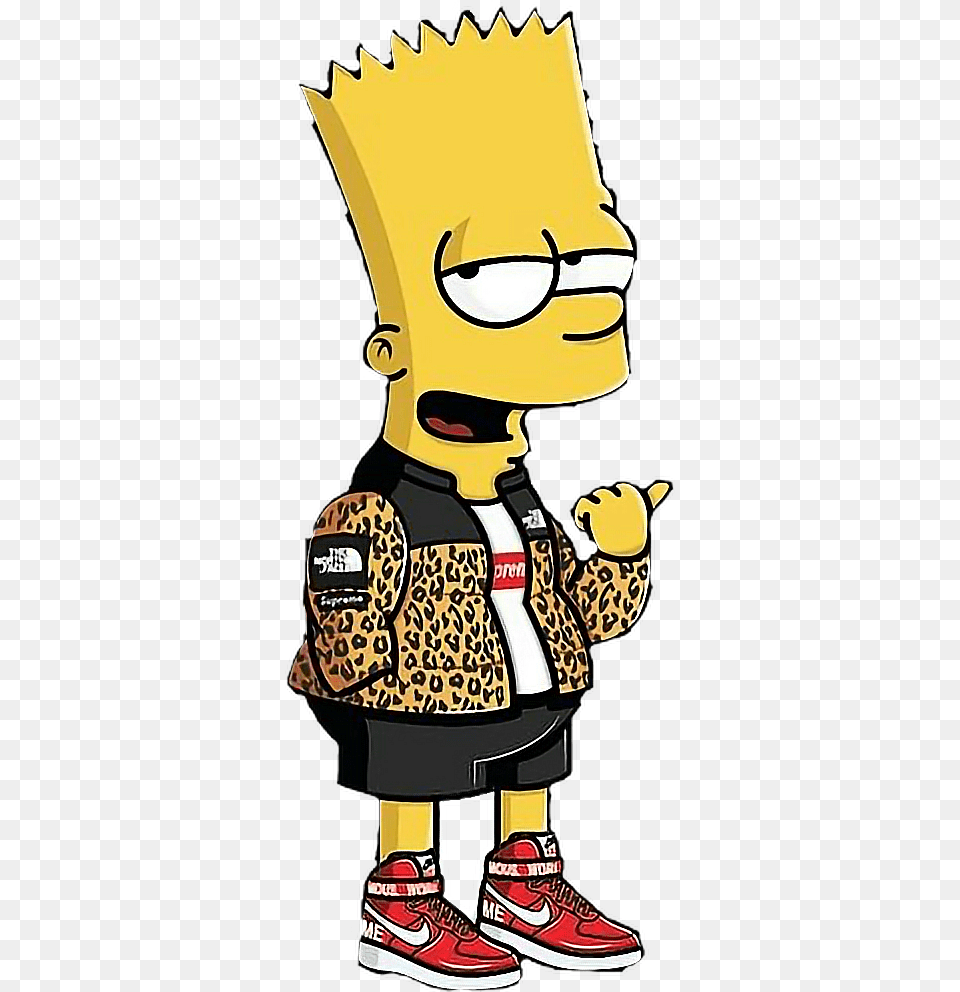 Simpsons Bartsimpson Bart Hypebeast Nike Supreme Nike Bart Simpson Supreme, Clothing, Footwear, Person, Shoe Free Transparent Png