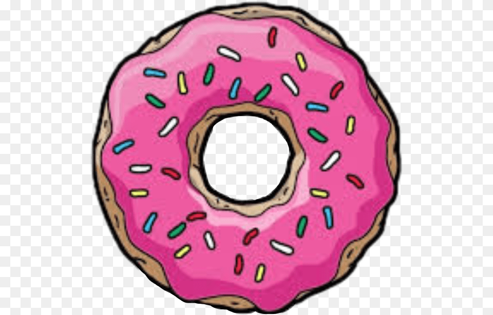 Simpsons Doughnut Donut Pink Sprinkles Rainbowfreetoedi, Food, Sweets, Diaper Png Image