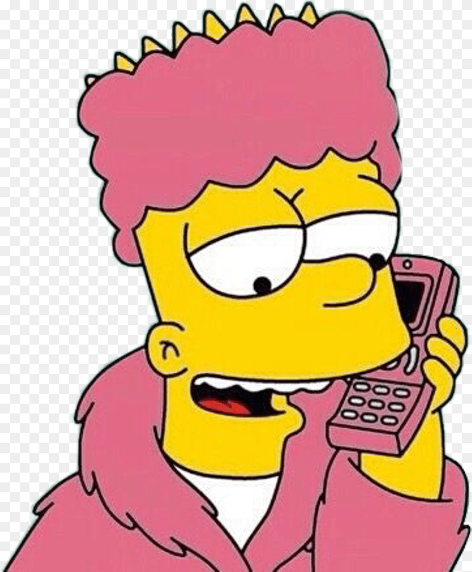 Simpsons Sticker Clipart Bart Simpson On Phone, Electronics, Baby, Person, Cartoon Free Png Download