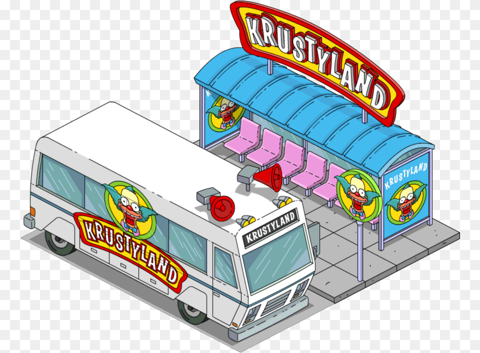 Simpsons Tapped Out To Work Krustyland, Bus, Transportation, Vehicle, Indoors Png