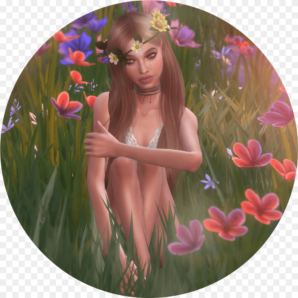 Sims 4 Beautiful Girl Custom Content Cc Flower Crown The Sims, Adult, Photography, Person, Female Png Image
