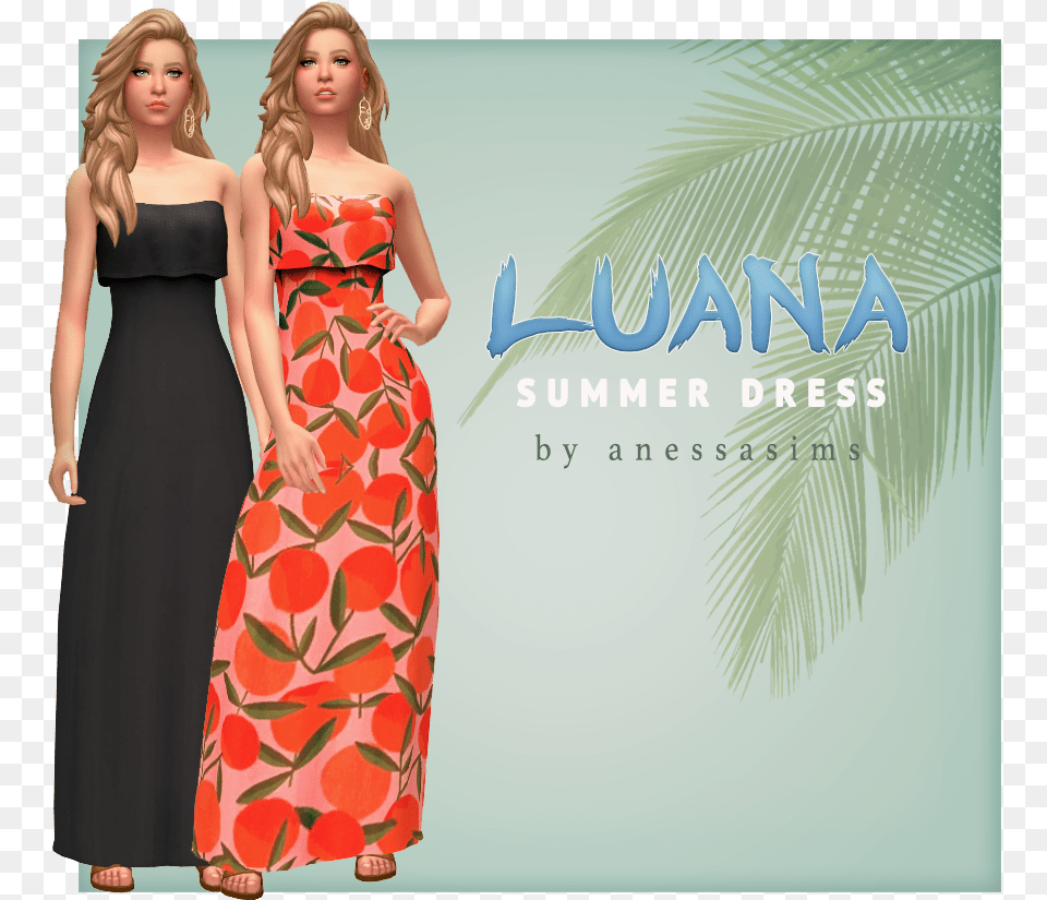 Sims 4 Summer Dress, Adult, Person, Formal Wear, Female Png Image