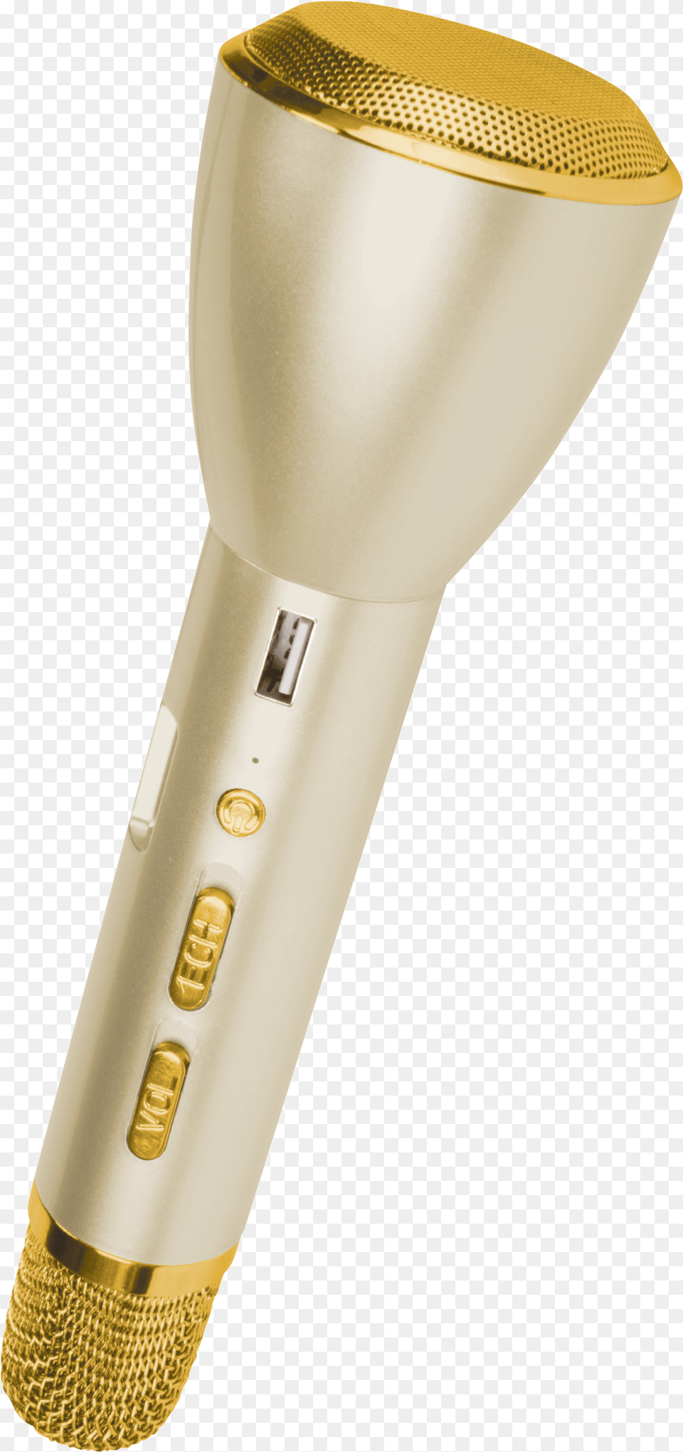 Sing Along Bluetooth Wireless Karaoke Microphone And Speaker Gold Portable, Electrical Device, Lamp, Appliance, Blow Dryer Png