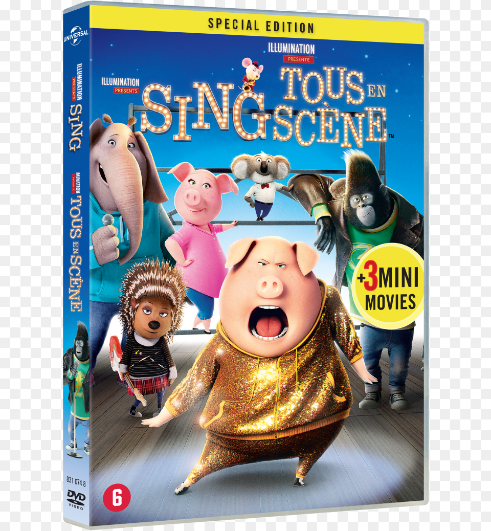 Sing Dvd 3d Sing Dvd Cover, Toy, Person, Face, Head Png
