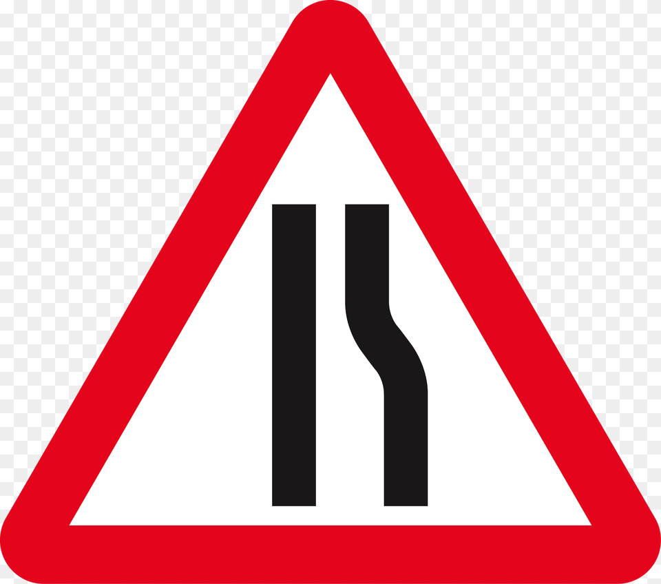 Singapore Road Signs Road Narrows On Right Sign, Symbol, Road Sign, Smoke Pipe Free Png Download
