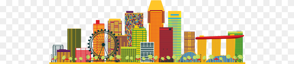 Singapore Skyline Singapore Colored Vector, City, Urban, Architecture, Building Png