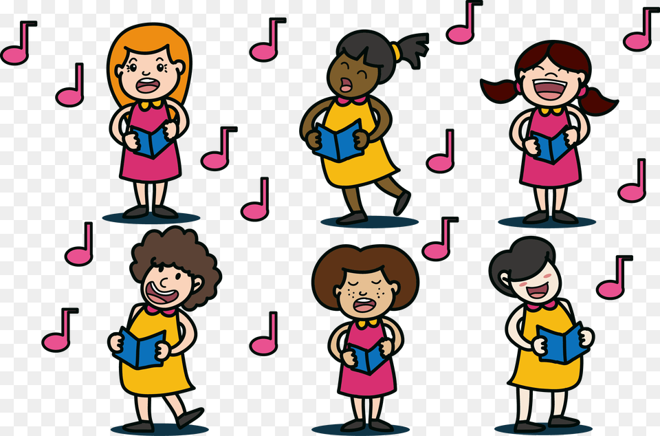 Singing Clipart Child Choir Girls Vector, Book, Comics, Publication, Baby Free Png Download