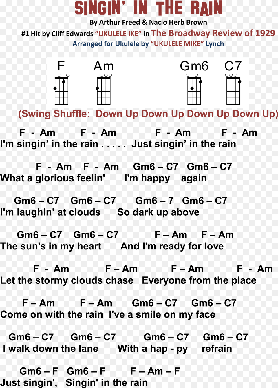 Singing In The Rain Chords, Text Png