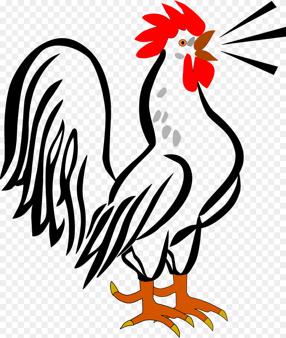 Singing Rooster Clipart, Animal, Bird, Chicken, Fowl Png