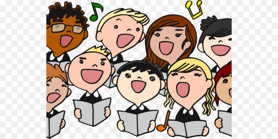 Singing Singar On Chorus Clipart, Book, Comics, Publication, People Png Image