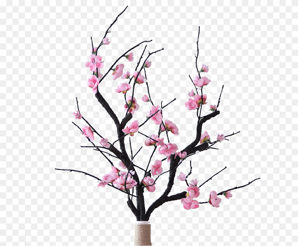 Single Branch Long Branch Simulation Plum Peach Flower Spring Flower Peach Blossom Cherry Blossom Corner Flower, Flower Arrangement, Ikebana, Petal, Plant Png Image