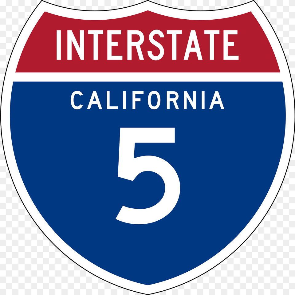 Single Digit Interstate Route Shield California Clipart, Symbol, Logo, Text, Sign Png Image