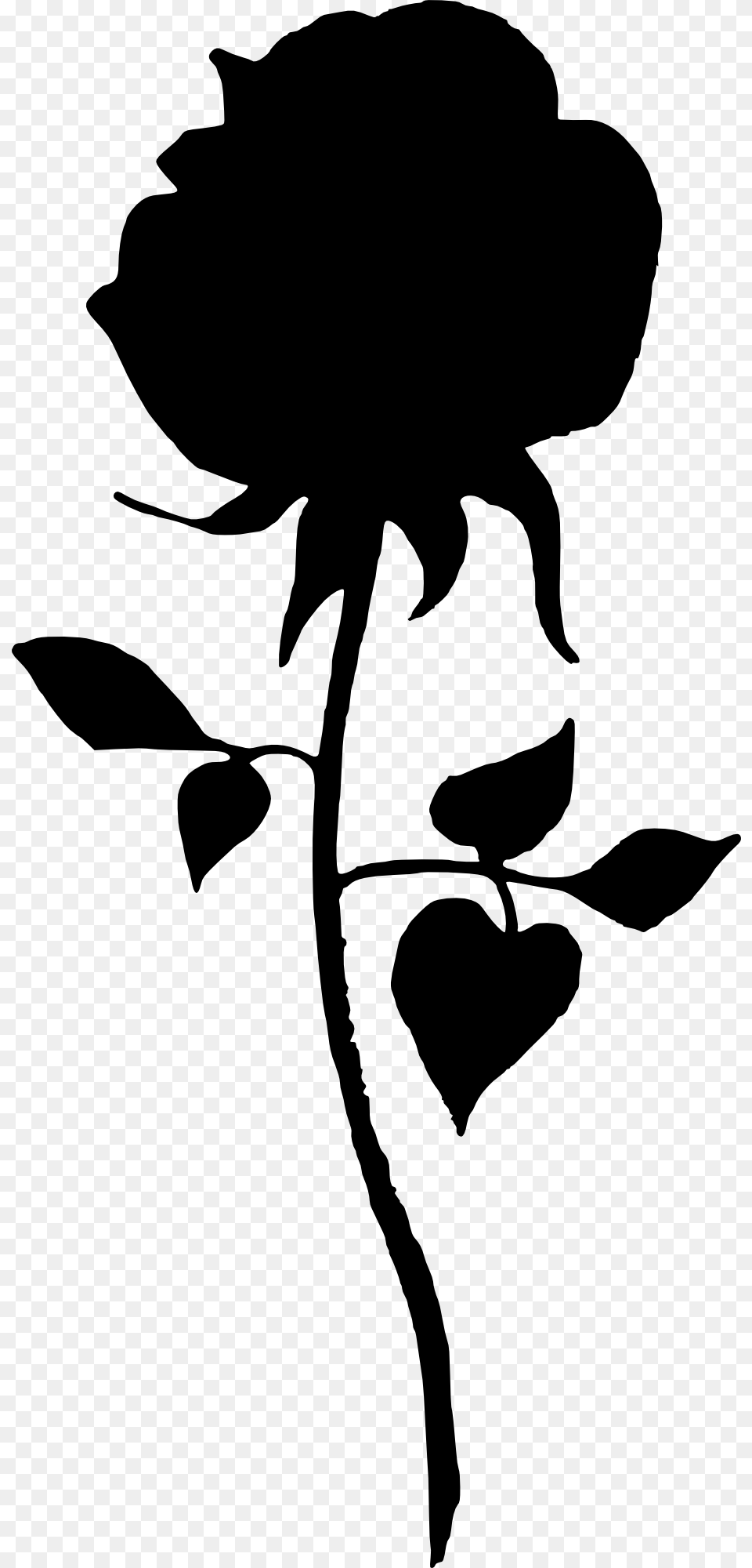 Single Flower Flower Silhouette Clip Art, Stencil, Leaf, Plant, Person Free Png