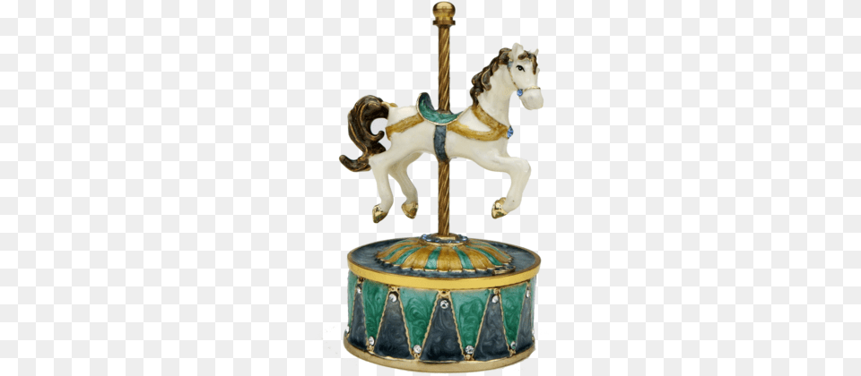Single Horse Music Box Revolving Merry Go Round Carousel Music Box Crystals, Play, Amusement Park, Animal, Mammal Free Png Download