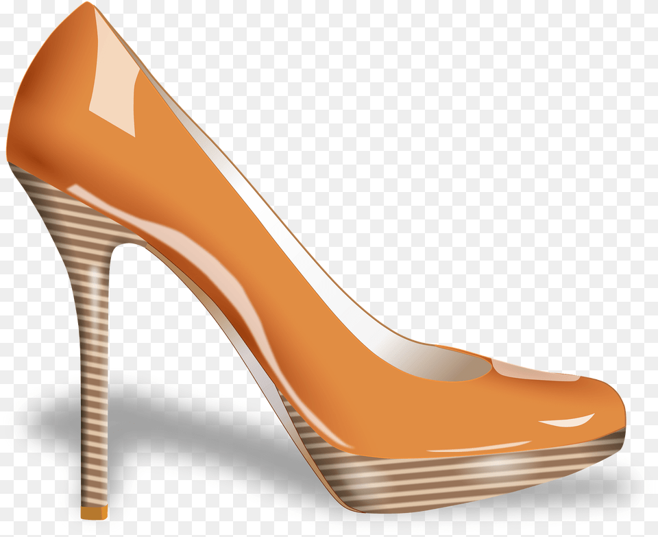 Single Orange Stiletto Heel Clipart, Clothing, Footwear, High Heel, Shoe Png