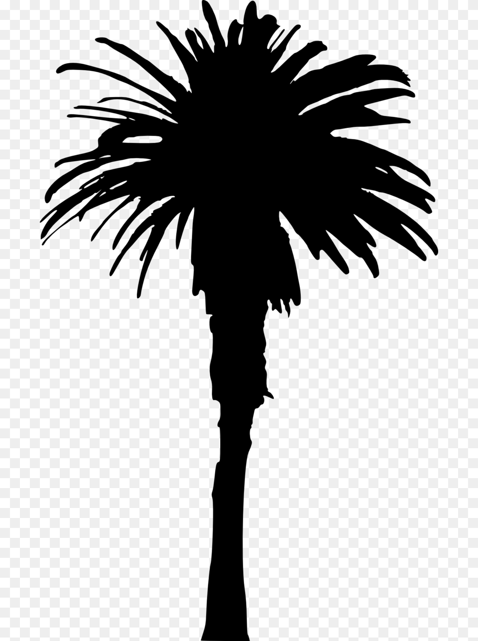 Single Palm Tree Silhouette, Gray Free Transparent Png