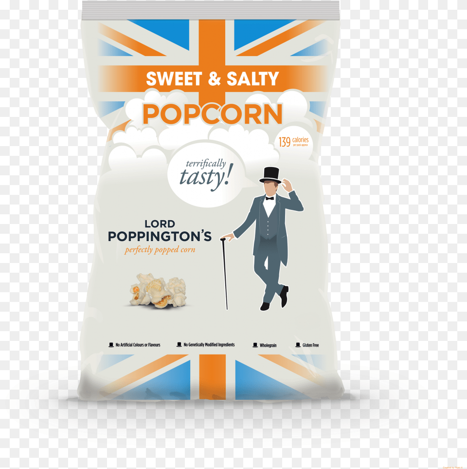 Single Popcorn Kernel Lord Poppingtons Sweet Amp Salty Popcorn, Advertisement, Poster, Adult, Person Png
