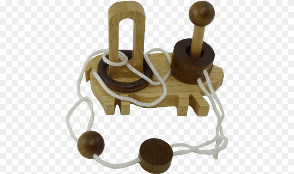 Single Post Rope Puzzle On A Pig Base Mechanical Puzzle, Fungus, Plant, Toy Free Png Download