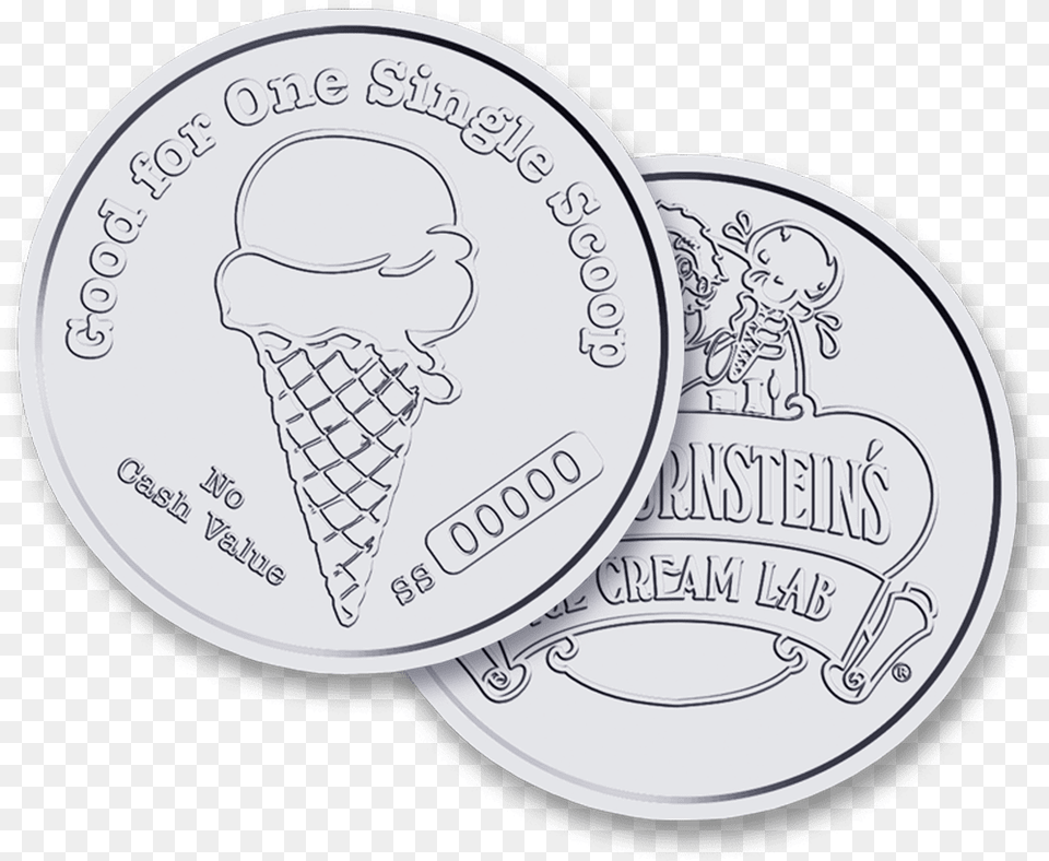 Single Scoop Gift Coin Silver, Cream, Dessert, Food, Ice Cream Free Png