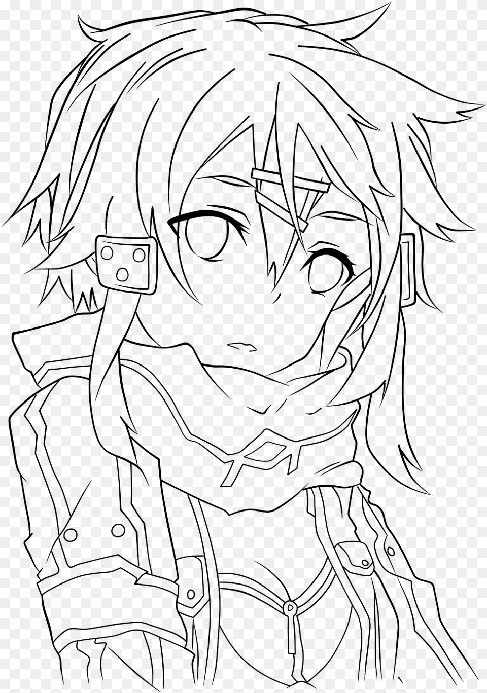 Sinon Asuna Line Art Kirito Drawing Sword Art Online To Mau, Gray Free Transparent Png