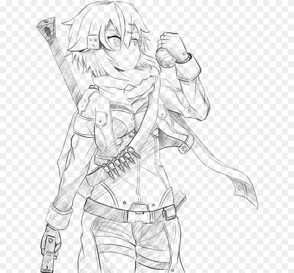 Sinon Gun Gale By Pikarty10 Line Art, Person Png