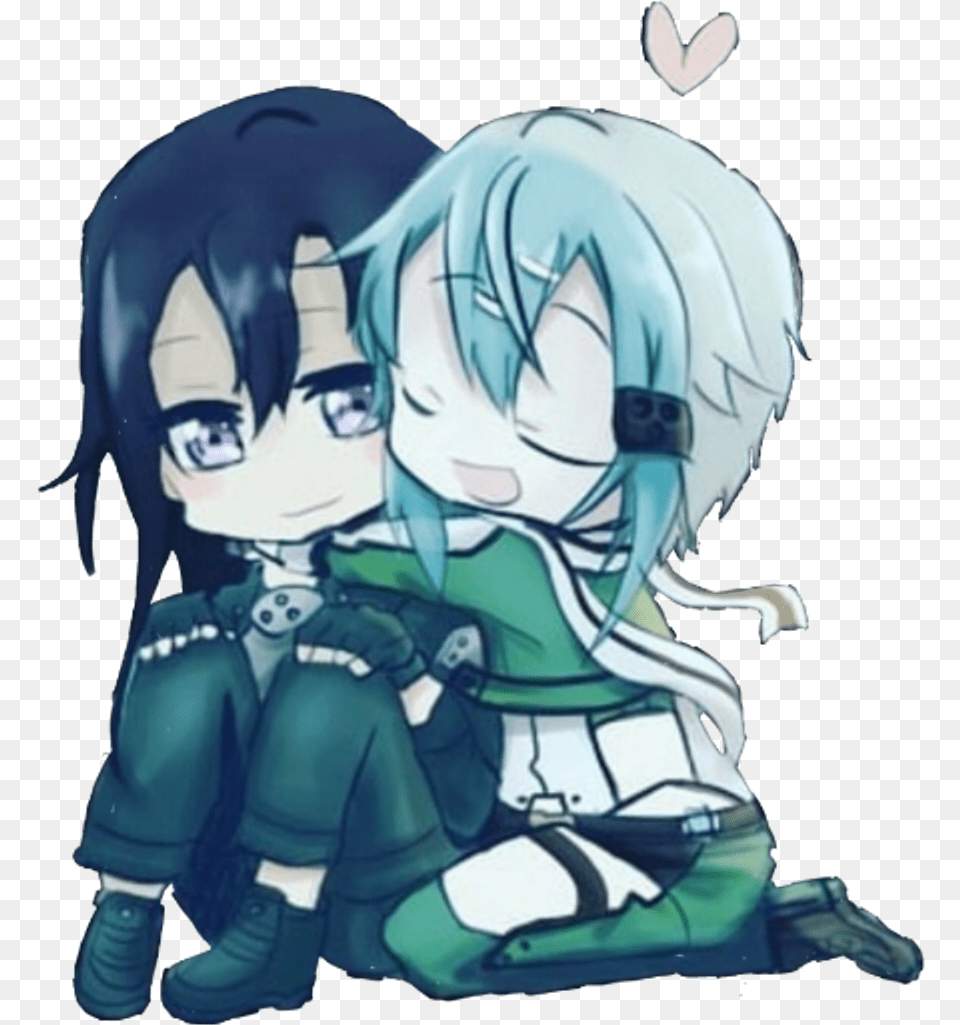 Sinon X Kirito Chibi Sinon X Kirito, Book, Comics, Publication, Baby Png