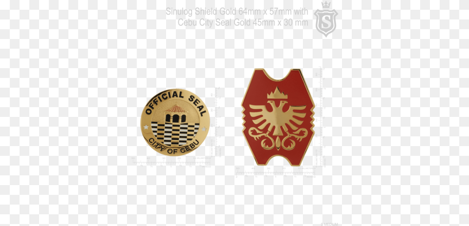 Sinulog Shield Gold 64 Mm With Cebu City Gold Seal Seal Of Cebu City, Badge, Logo, Symbol, Emblem Free Png