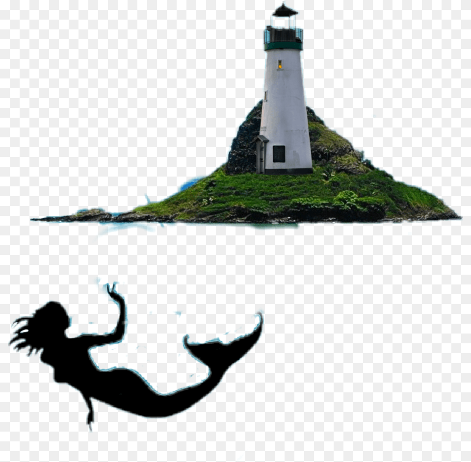Sirenalighthousesea Silhouette Mermaid Tail, Water, Sea, Outdoors, Nature Free Png Download
