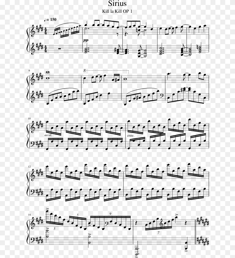 Sirius Sheet Music 1 Of 5 Pages Thumbnail, Gray Free Png Download