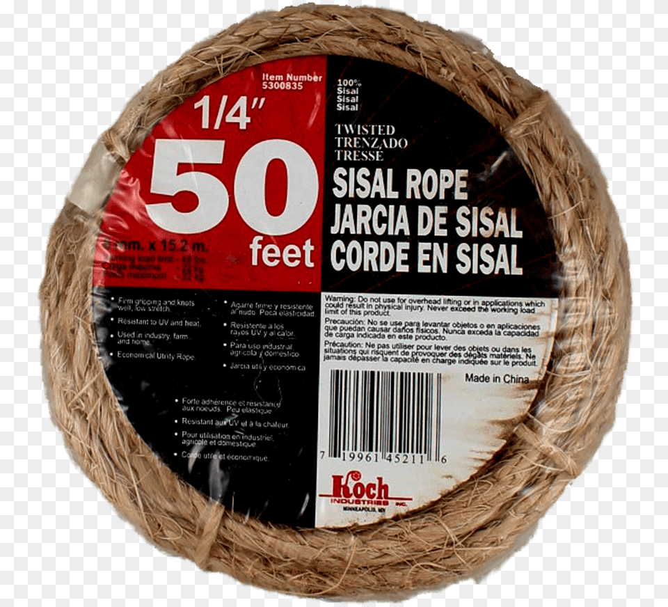 Sisal Rope 14inx50ft Ct Label, Food, Fruit, Plant, Produce Png Image