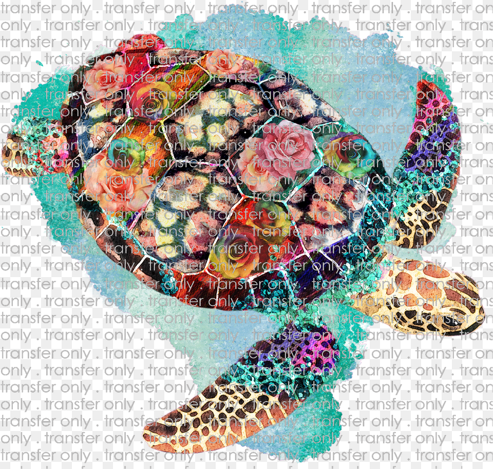 Siser Anm 24 Watercolor Roses Turtle Sea Turtle Water Slide, Sea Life, Animal, Reptile, Sea Turtle Free Png Download