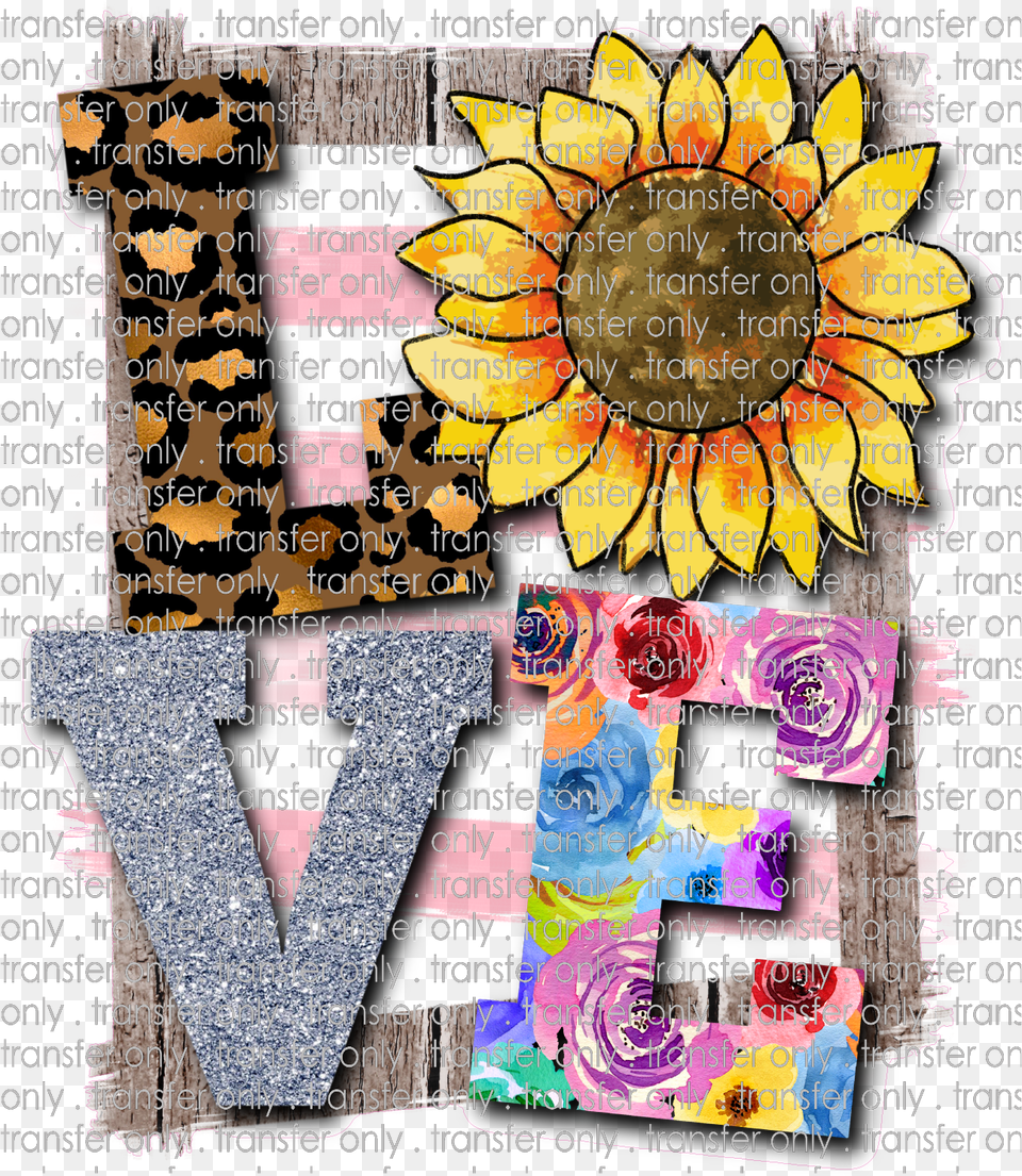 Siser Lov 9 Love Sunflower Leopard And Background Sunflower, Art, Collage, Flower, Plant Png Image
