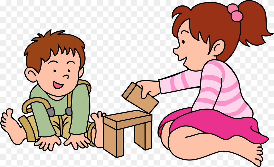 Sister And Brother Are Playing With Building Blocks Clipart, Baby, Person, Face, Head Png