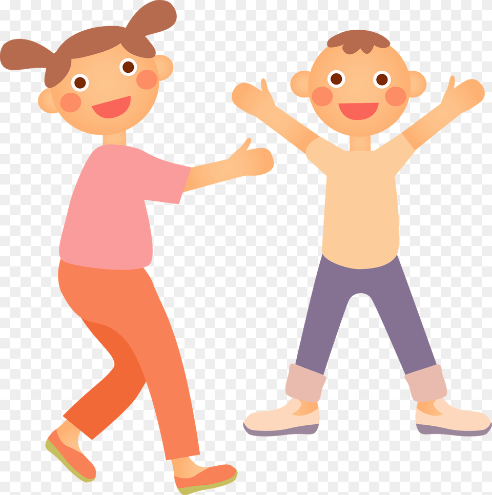 Sister And Brother Clipart, Clothing, Pants, Baby, Person Png Image