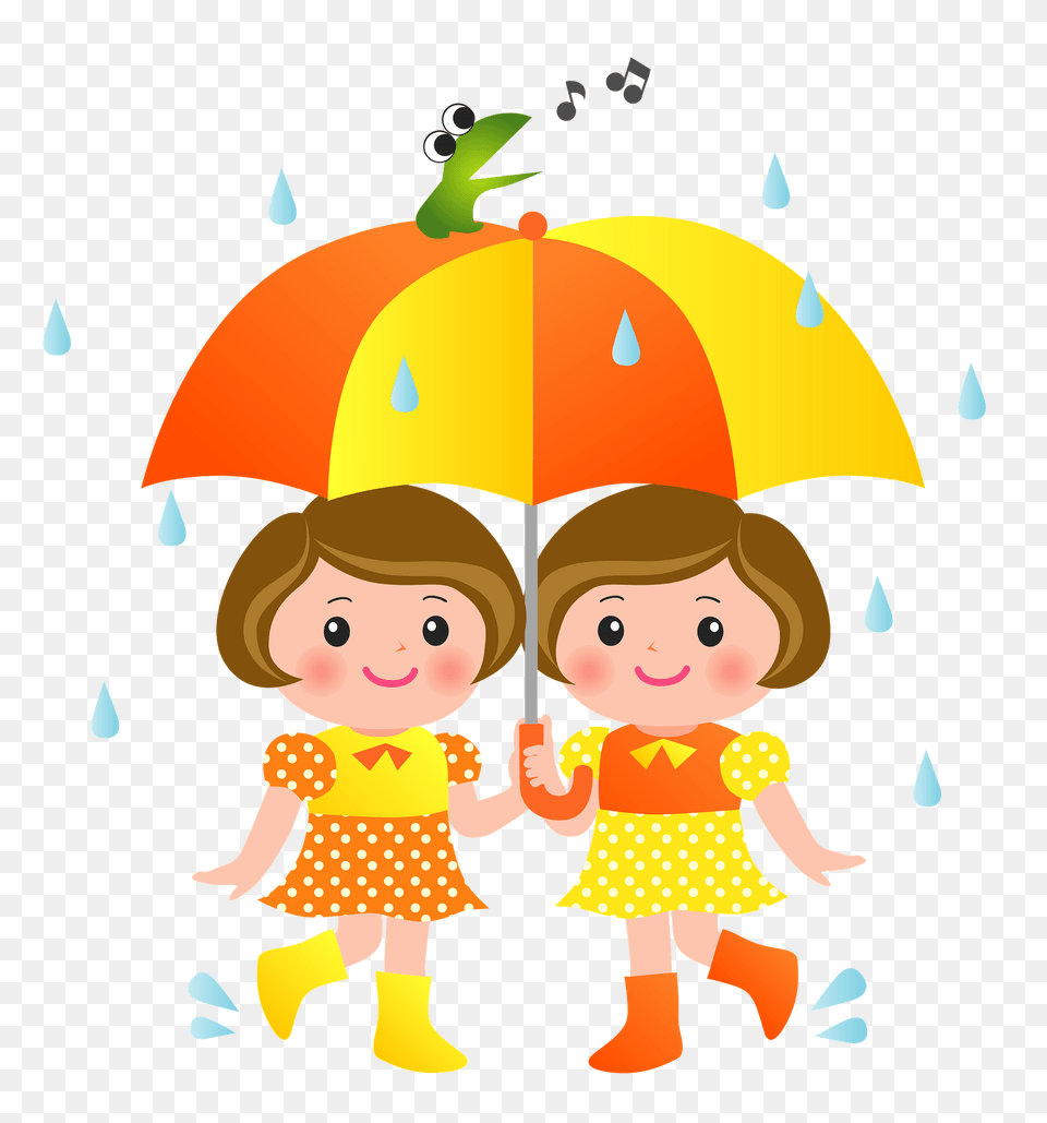 Sisters Are Under An Umbrella In The Rain Clipart, Baby, Person, Face, Head Free Png Download