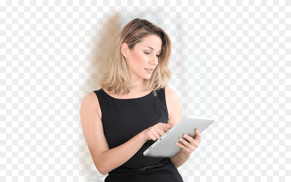 Sitting, Computer, Electronics, Tablet Computer, Adult Free Png Download