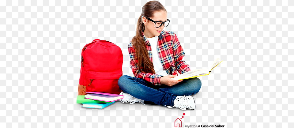 Sitting, Person, Reading, Bag, Female Free Png Download