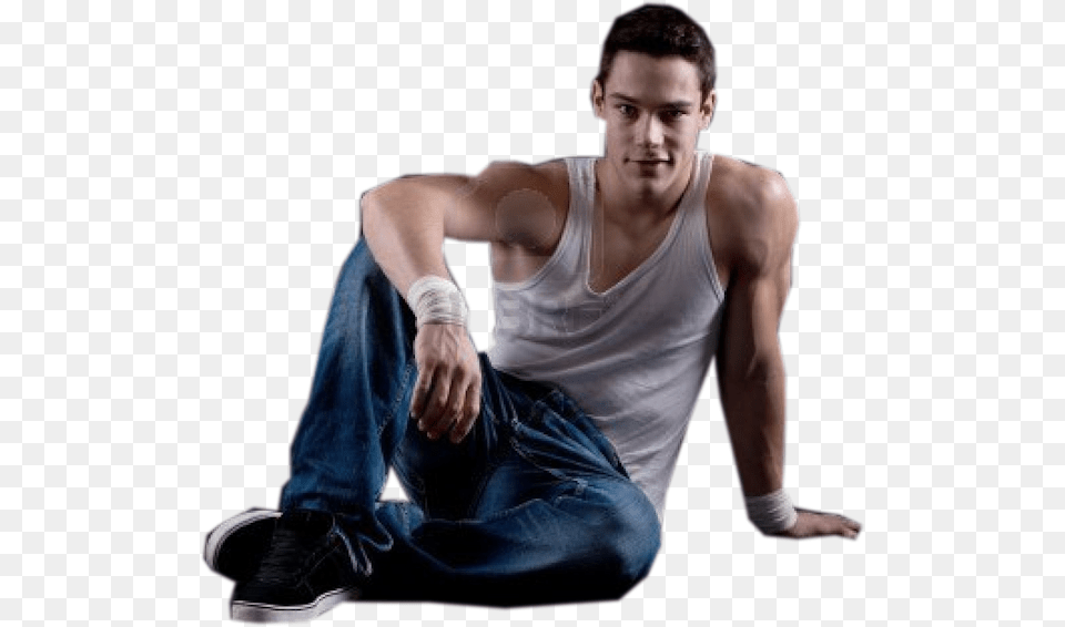 Sitting, Clothing, Undershirt, Pants, Person Free Transparent Png