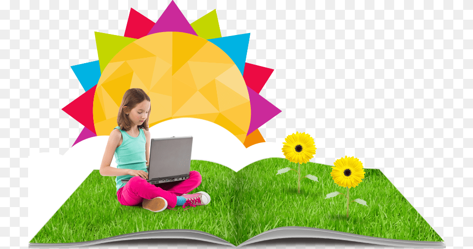 Sitting, Laptop, Person, Plant, Reading Free Png Download