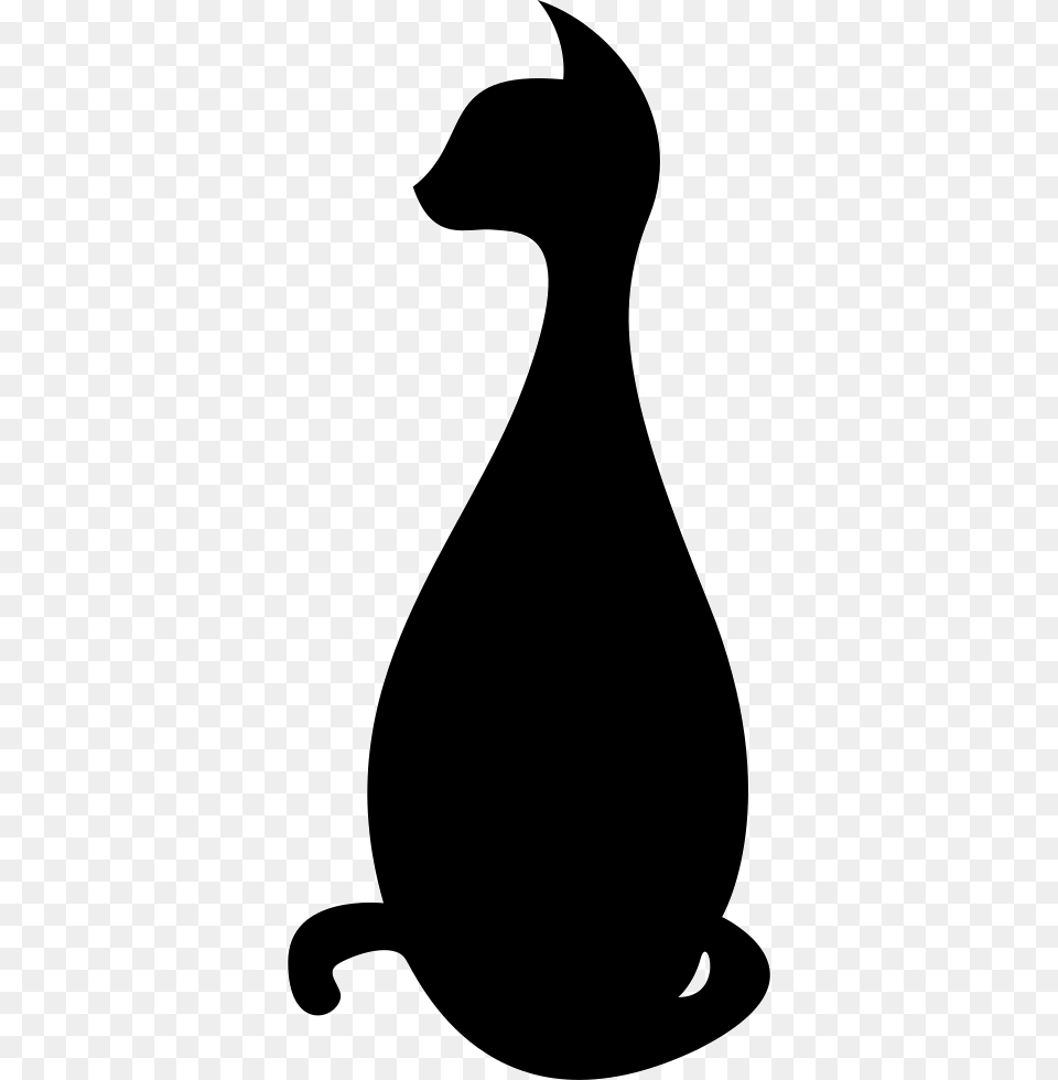Sitting Black Cat Silhouette Icon, Stencil, Animal, Mammal, Rat Free Png Download