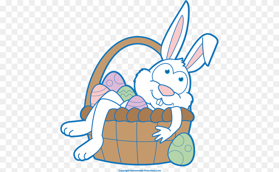 Sitting Bunny Cliparts, Cartoon, Basket, Baby, Person Png Image