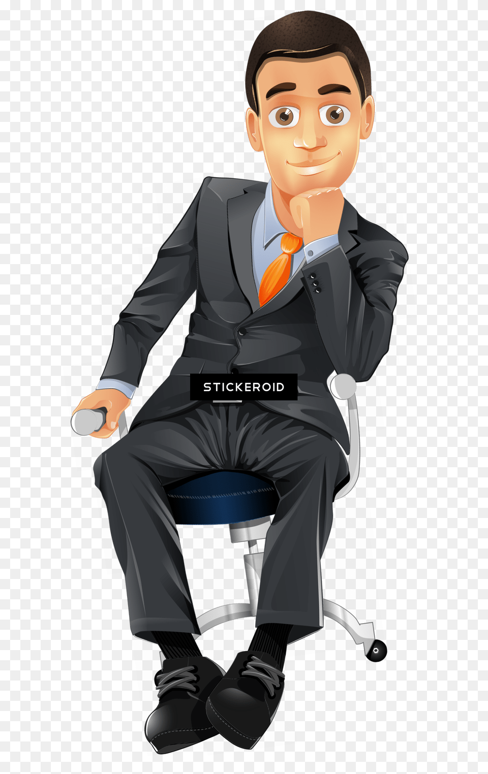 Sitting Businessman Man Background Person Cartoon, Suit, Clothing, Formal Wear, Accessories Free Transparent Png