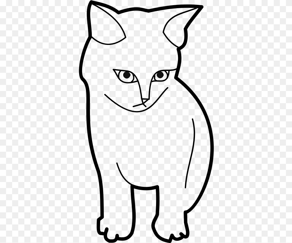 Sitting Cat Outline Cat Clipart Black And White, Gray Free Png Download