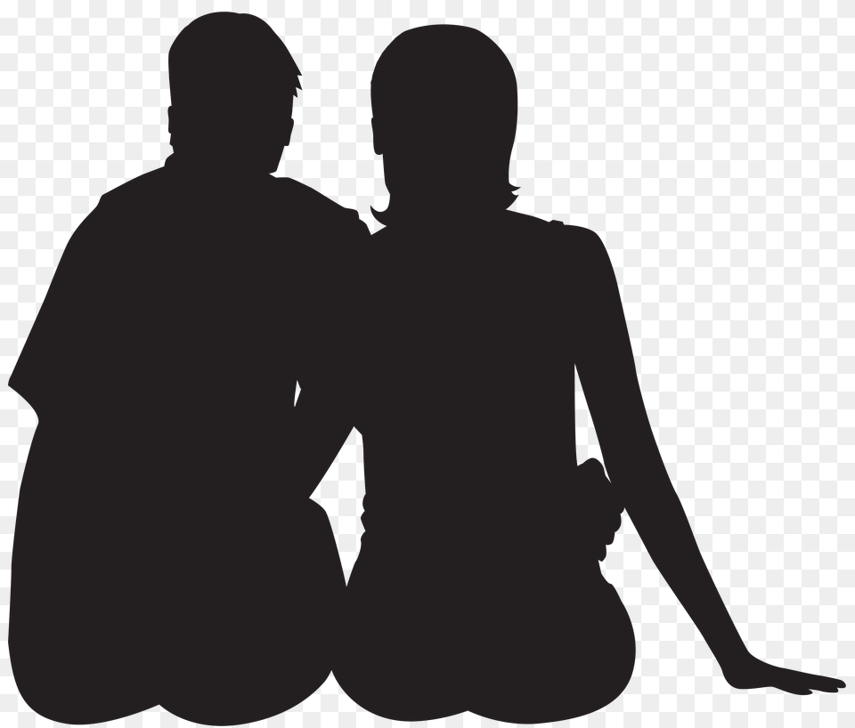 Sitting Couple Silhouette Clip Art Gallery, Gray Free Png Download