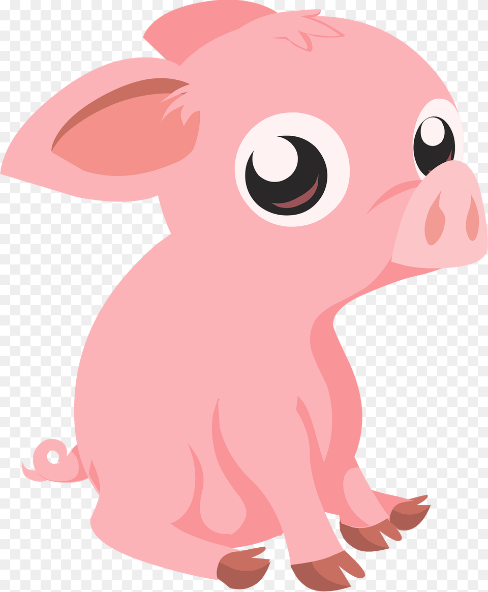 Sitting Cute Pink Pig Clipart, Animal, Mammal, Baby, Person Png