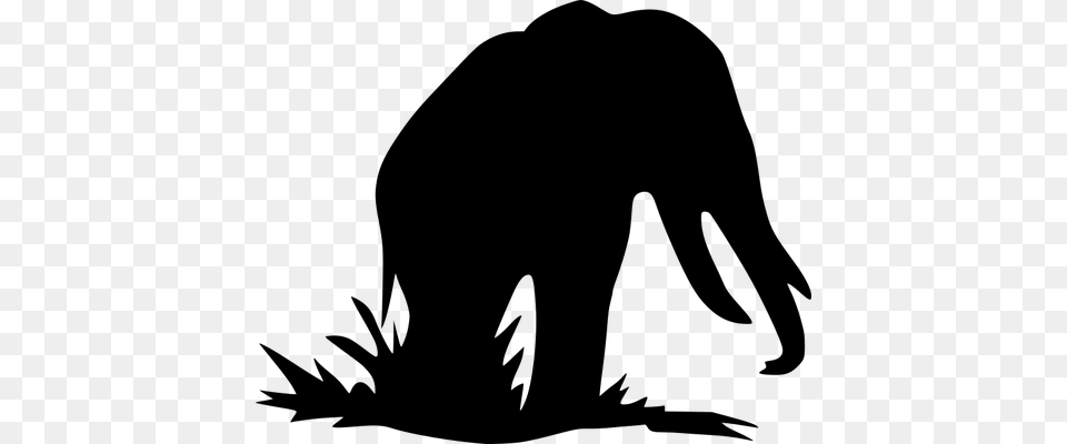 Sitting Elephant Silhouette Animal Black And White Graphics, Gray Png Image